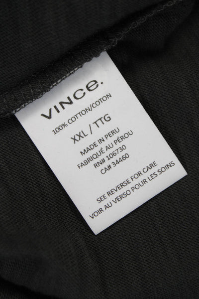 Vince Mens Basic V-Neck T-Shirt Green Cotton Short Sleeve Size 2XL