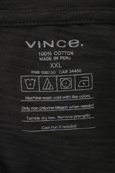 Vince Mens Basic V-Neck T-Shirt Green Cotton Short Sleeve Size 2XL