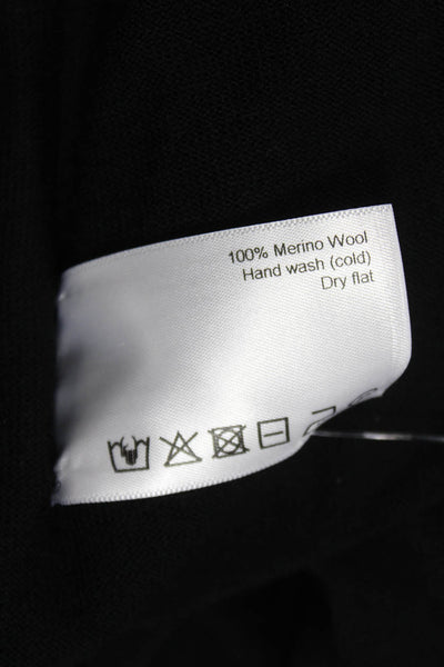 Son Of A Tailor Men Black Merino Wool Mock Neck Pullover Sweater Size S
