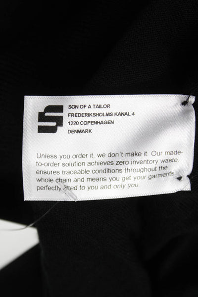 Son Of A Tailor Men Black Merino Wool Mock Neck Pullover Sweater Size S