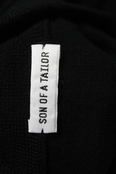 Son Of A Tailor Men Black Merino Wool Mock Neck Pullover Sweater Size S