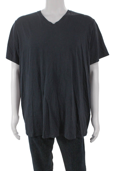 Vince Mens Basic V Neck Short Sleeve Pima Cotton T-Shirt Gray Size 2XL