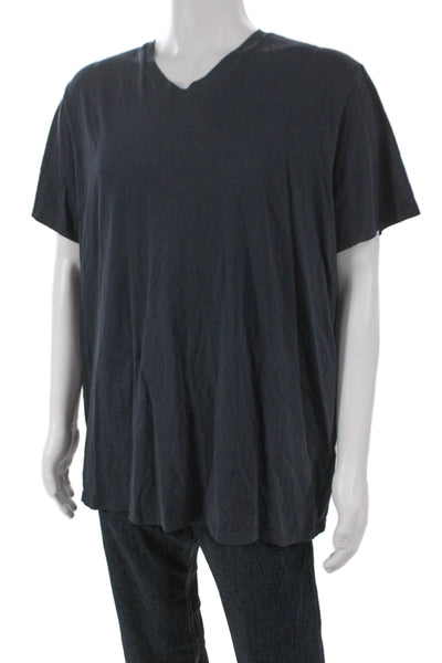 Vince Mens Basic V Neck Short Sleeve Pima Cotton T-Shirt Gray Size 2XL