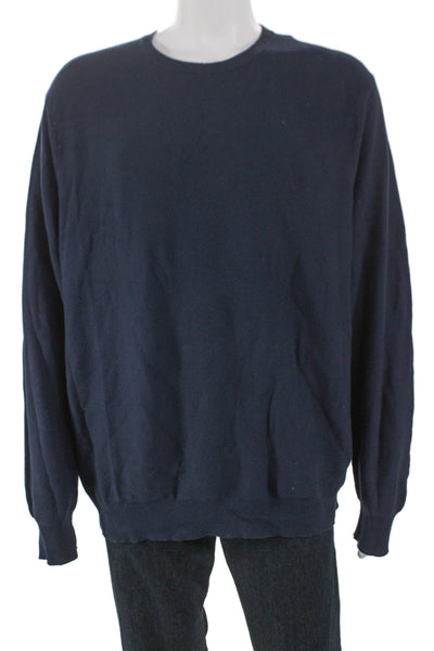 J Crew Mens Blue 100% Cotton Crew Neck Pullover Sweater Size XL