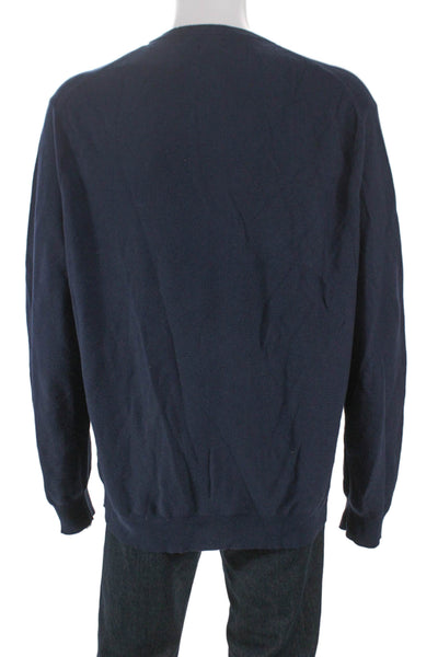 J Crew Mens Blue 100% Cotton Crew Neck Pullover Sweater Size XL