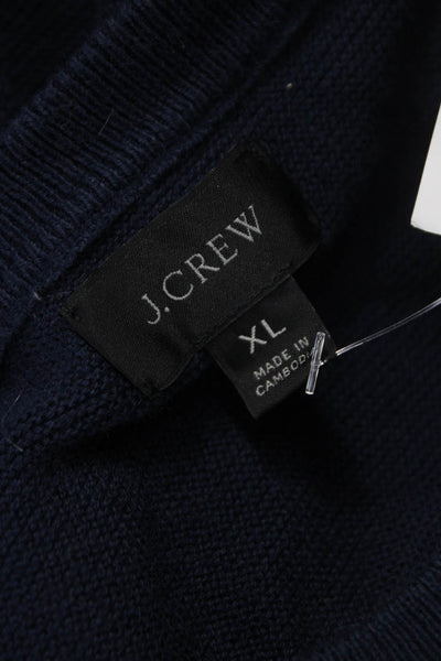 J Crew Mens Blue 100% Cotton Crew Neck Pullover Sweater Size XL