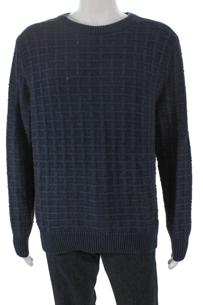 J Crew Mens Pullover Cotton Geometric Crewneck Long Sleeve Blue Size L