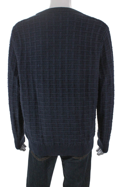 J Crew Mens Pullover Cotton Geometric Crewneck Long Sleeve Blue Size L