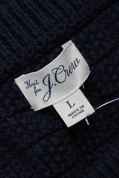 J Crew Mens Pullover Cotton Geometric Crewneck Long Sleeve Blue Size L