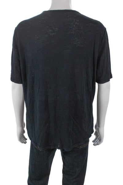 Vince Mens Basic Linen V-Neck Short Sleeve T-Shirt Gray Size 2XL