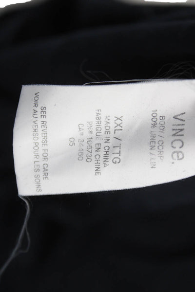Vince Mens Basic Linen V-Neck Short Sleeve T-Shirt Gray Size 2XL