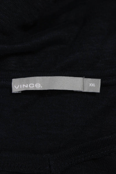 Vince Mens Basic Linen V-Neck Short Sleeve T-Shirt Gray Size 2XL