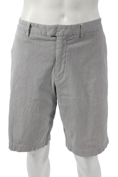 Vince Mens Chino Shorts Gray Striped Size 38