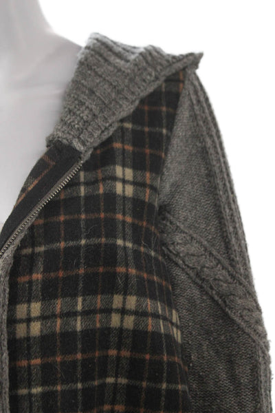 Moth Womens Black Plaid Wool Cardigan Zipper Long Sleeve Size XS