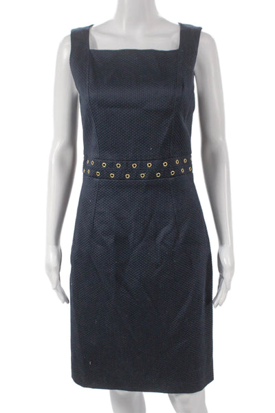 David Meister Womens Sheath Dress Blue Sleeveless Midi Size 4