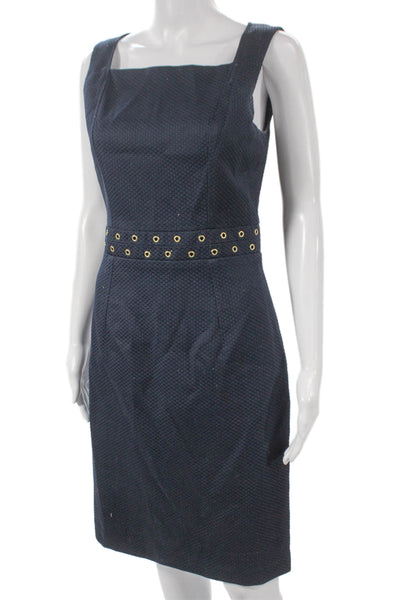 David Meister Womens Sheath Dress Blue Sleeveless Midi Size 4