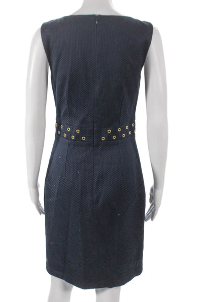 David Meister Womens Sheath Dress Blue Sleeveless Midi Size 4