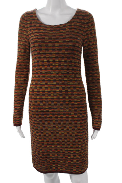 Alice + Olivia Women Sweater Dress Multicolor Wool Check Long Sleeve Zip Size S
