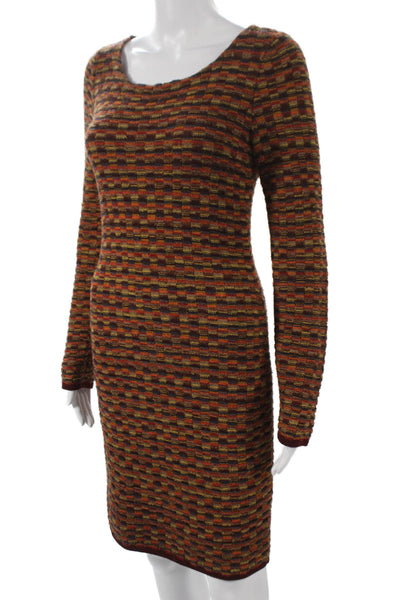 Alice + Olivia Women Sweater Dress Multicolor Wool Check Long Sleeve Zip Size S