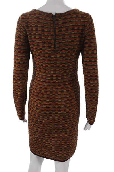 Alice + Olivia Women Sweater Dress Multicolor Wool Check Long Sleeve Zip Size S