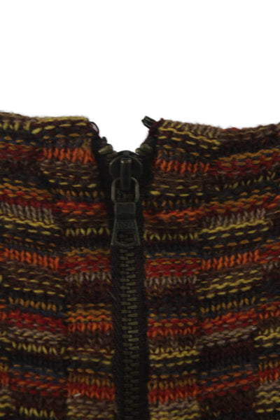 Alice + Olivia Women Sweater Dress Multicolor Wool Check Long Sleeve Zip Size S