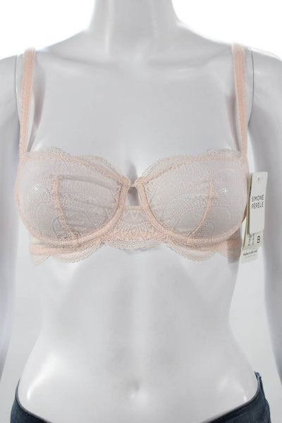Simone Perele Womens Lace Under Wire Demi Bra Powder Pink Size 32 B