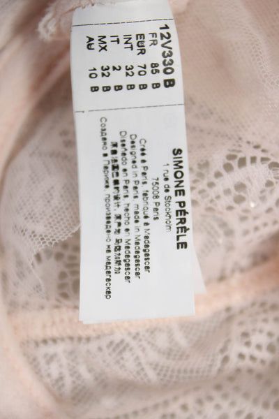 Simone Perele Womens Lace Under Wire Demi Bra Powder Pink Size 32 B
