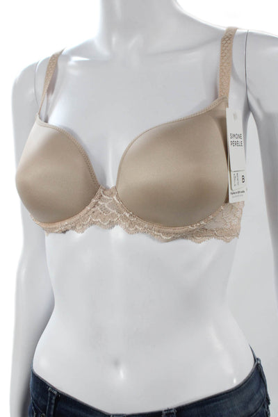 Simone Perele Womens Caresse 3D Plunge Bra Beige Size 32 B