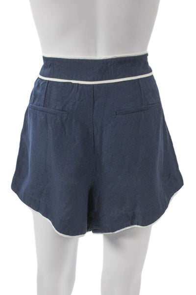 Simkhai Women Sailor Linen Viscose Blue Shorts Zip Size L