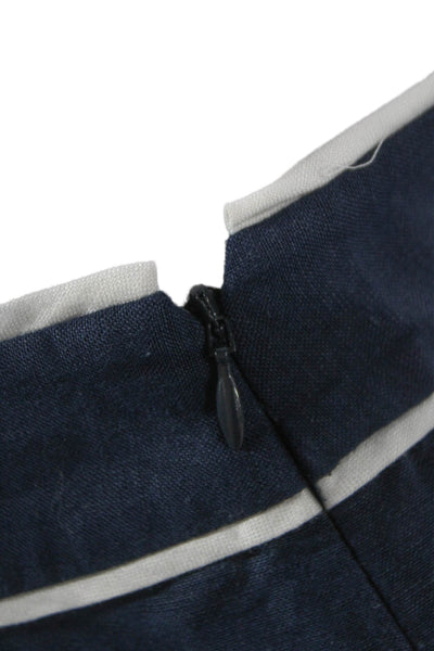 Simkhai Women Sailor Linen Viscose Blue Shorts Zip Size L
