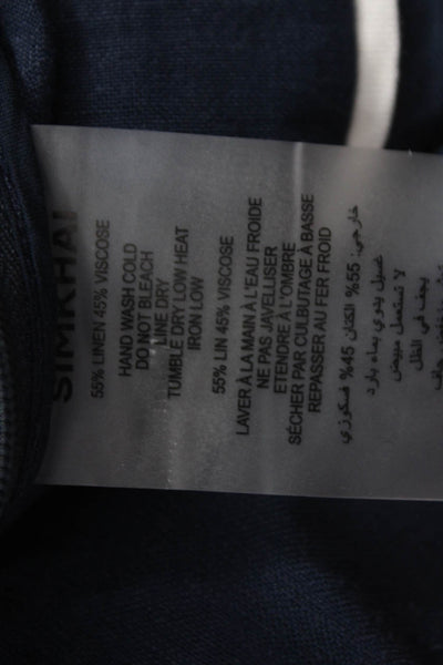 Simkhai Women Sailor Linen Viscose Blue Shorts Zip Size L