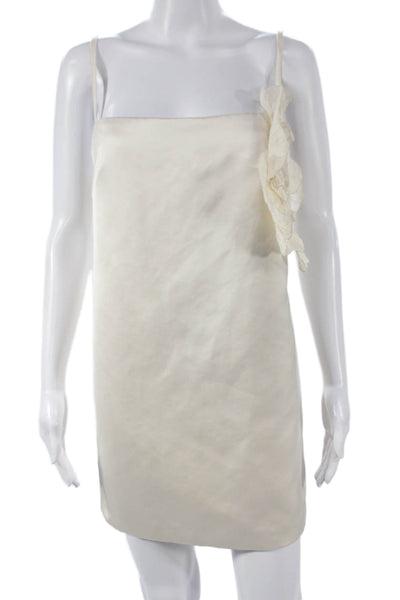 Elisabetta Franchi Women Slip Dress Ivory Square Neck Sleeveless Size 46