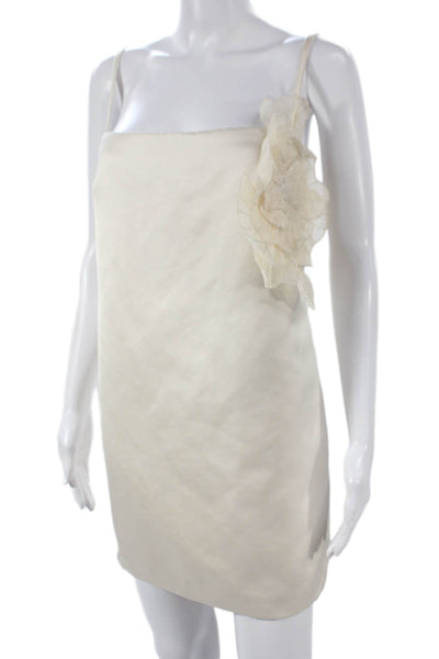 Elisabetta Franchi Women Slip Dress Ivory Square Neck Sleeveless Size 46
