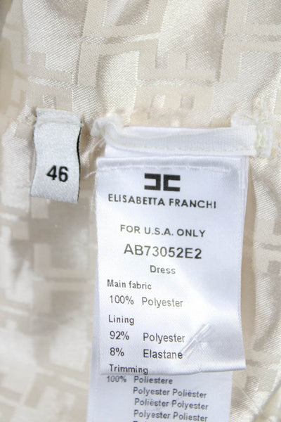Elisabetta Franchi Women Slip Dress Ivory Square Neck Sleeveless Size 46