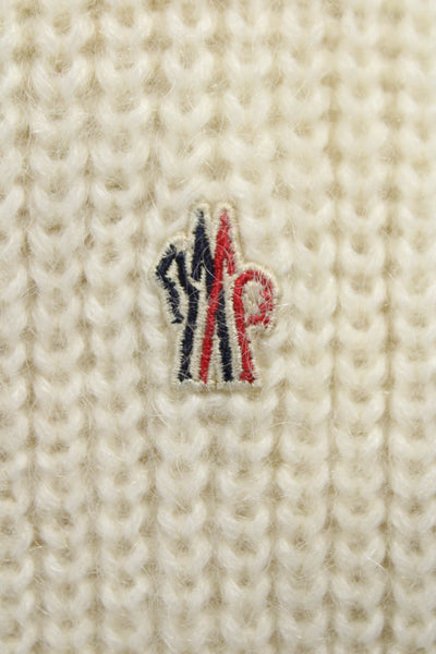 Moncler Women Puffer Jacket Ivory Mohair Zip Size S