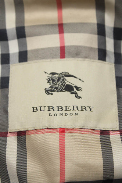 Burberry London Women Raincoat Black Zip Polyester Long Sleeve Size L