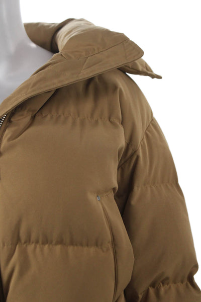 The Kooples Womens Beige Puffer Jacket Zip Long Sleeve Poly Cotton Size L