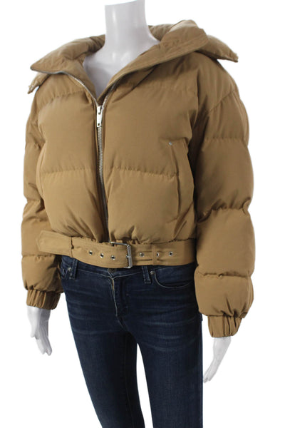 The Kooples Womens Beige Puffer Jacket Zip Long Sleeve Poly Cotton Size L