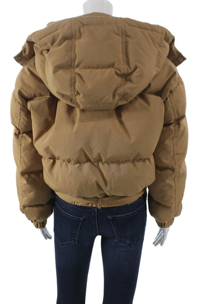 The Kooples Womens Beige Puffer Jacket Zip Long Sleeve Poly Cotton Size L