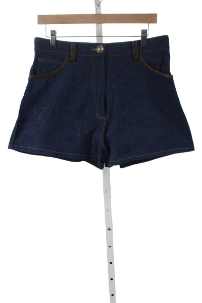 Sandro Womens Hot Pants Blue Cotton Button Solid Size 42