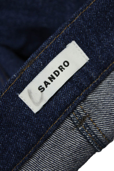 Sandro Womens Hot Pants Blue Cotton Button Solid Size 42