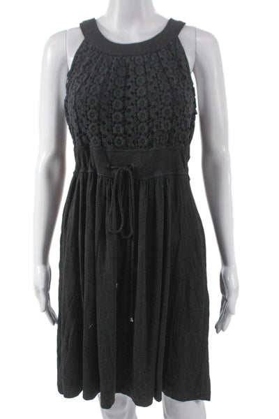 Calvin Klein Womens Sundress Black Halter Rayon Knee Length Sleeveless Size 10