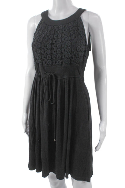 Calvin Klein Womens Sundress Black Halter Rayon Knee Length Sleeveless Size 10