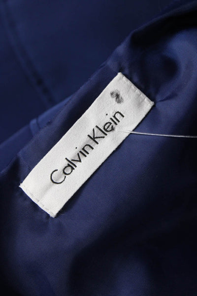 Calvin Klein Women A-Line Blue Boat Neck Knee Length Dress Size 4