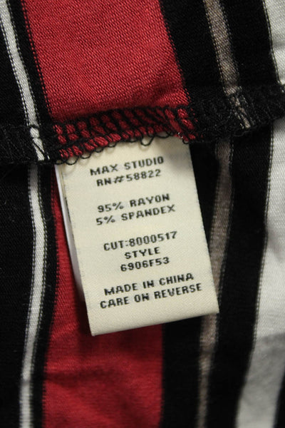 Max Studio Women Black Striped Henley T-Shirt Dress Button Size L