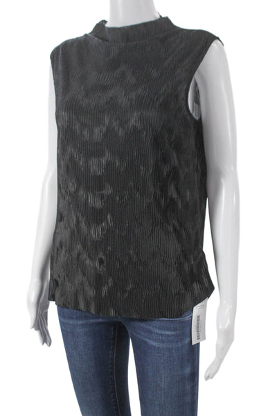 T Tahari Womens Sleeveless Mock Neck Basic Blouse Black Size S