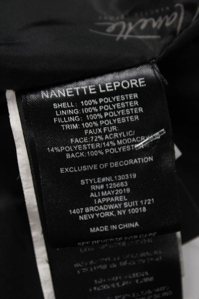 Nanette Nanette Lepore Womens Black Puffer Jacket Zip Polyester Size XL