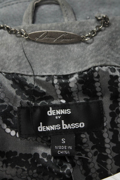 Dennis Basso Womens Basic Suede Zip Jacket Gray Long Sleeve Fall Size S