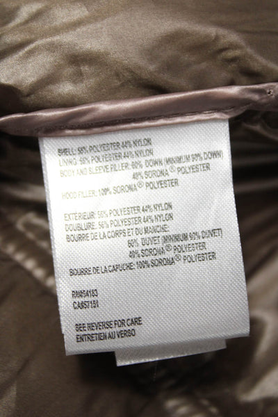 Calvin Klein Womens Brown Quilted Puffer Jacket Zip Long Sleeve Size XS