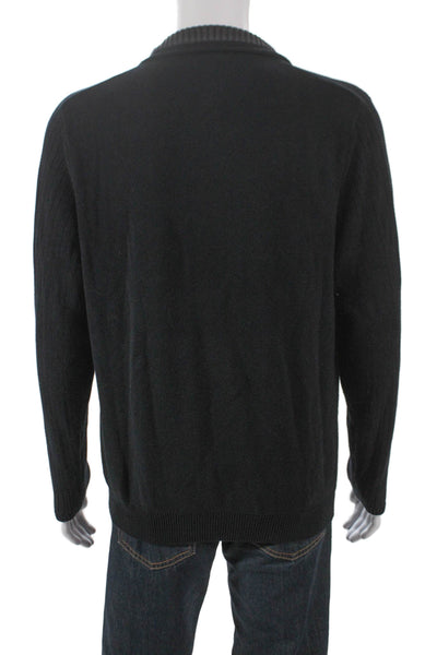 Calvin Klein Mens Full Zip Mock Neck Sweater Black Size L